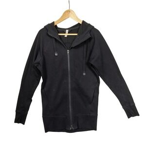 Athleta Full Zip‎ Hoodie XS Black Thumbholes Sporty Off-Duty Wellness-core